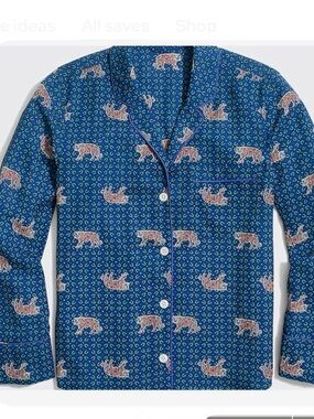 J crew blouse pajama style tiger print BNWT Sz large
